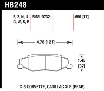 compare product Hawk 97-06 Corvette (incl C5 Z06) HP+ Street Rear Brake Pads
