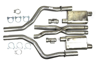 compare product JBA 15-20 Dodge Challenger SRT8/Hellcat 6.1L/6.2L/6.4L 3in SS Dual Exit Cat-Back Exhaust