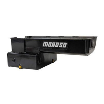 compare product Moroso Ford 351W Road Race Front Sump 8 Inch Deep Steel Oil Pan - Black Powder Coat