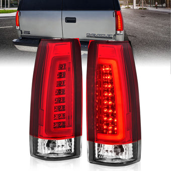 compare product ANZO 1999-2000 Cadillac Escalade LED Taillights Chrome Housing Red/Clear Lens Pair