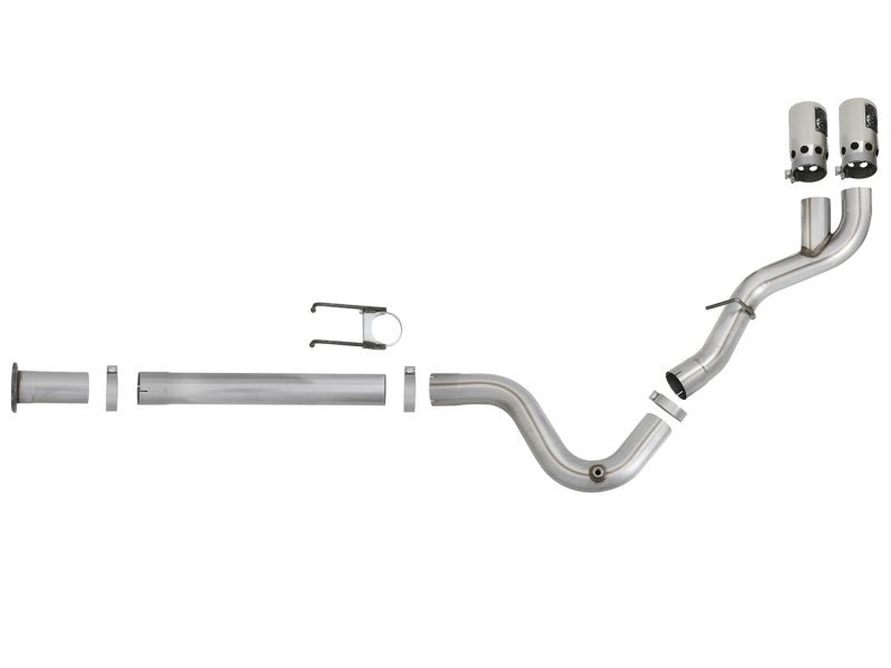 aFe Rebel XD 4in SS Down - Pipe Back Exhaust w/Dual Polished Tips 17 - 18 Ford Diesel Trucks V8 - 6.7L(td) - My Store