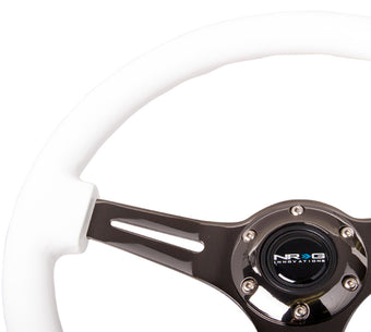 compare product NRG Classic Wood Grain Steering Wheel (350mm) White Paint Grip w/Black 3-Spoke Center