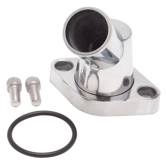 compare product Edelbrock Waterneck SBC/BBC 45-Degree Two-Piece Cast Swivel Polished