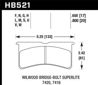 compare product Hawk Wilwood Superlite SL4R 7420 HPS 5.0 Brake Pads