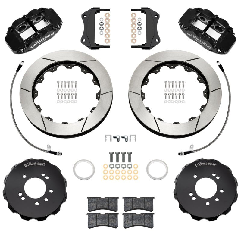 Wilwood 99 - 02 Nissan Skyline Superlite 6R Front BBK w/ 12.88in Slotted Rotors & Flexlines - Black - My Store