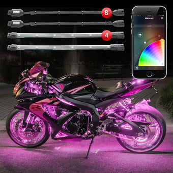 compare product XK Glow Strip Million Color XKCHROME Smartphone App ATV/Motorcycle LED Light Kit 8xPod + 4x10In