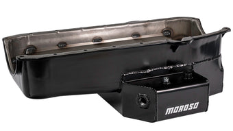 compare product Moroso 86-Up Chevrolet SBC (w/1 Pc Seal & Low Clearance) Wet Sump 7qt 7in Steel Oil Pan - Black