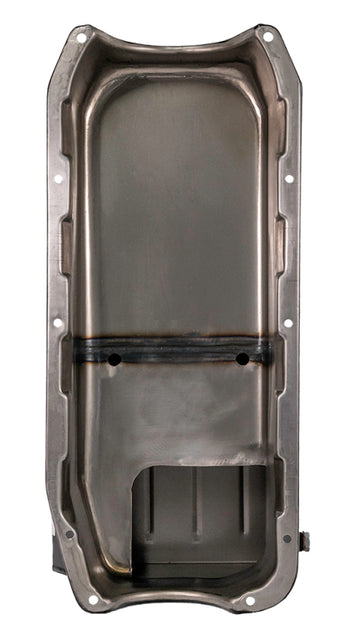 compare product Moroso Pre-85 Chevrolet Small Block (w/Driver Side Dipstick) Wet Sump 7qt 8.25in Steel Oil Pan - Blk