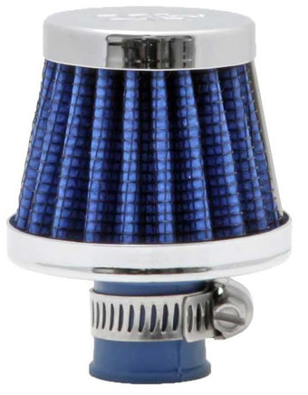 compare product K&N 2in Base OD x .375in Flange ID x 1.75in H Rubber Base Crankcase Vent Filter - Blue