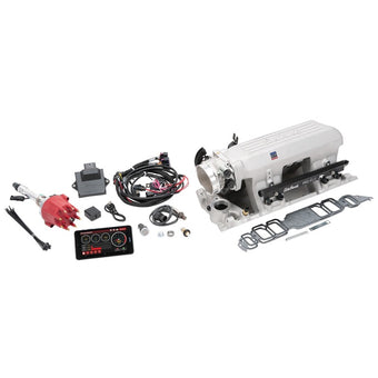 compare product Edelbrock Pro Flo 4 XT EFI System Seq Port BBC Rect Port Std Deck 775 Max HP 60lb/hr Satin Finish