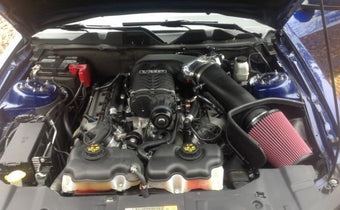 compare product JLT 11-14 Ford Mustang GT (w/Roush/Whipple S/C) Black Textured Big Air Intake w/Red Filter -Tune Req