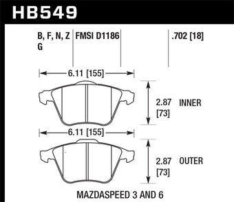 compare product Hawk 2007-2013 Mazda 3 Mazdaspeed HPS 5.0 Front Brake Pads