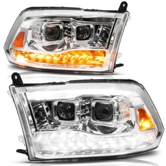 compare product ANZO 09-19 Dodge RAM 1500 / 10-18 2500/3500 LED Proj Headlights SeqSig Chrome - Pair