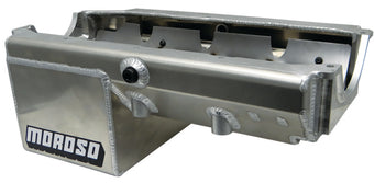 compare product Moroso Pre-85 Chevrolet Small Block/Dart (w/Double Power Kick Outs) Wet Sump 8qt 8.25in Alum Oil Pan