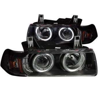 compare product ANZO 1992-1998 BMW 3 Series E36 Projector Headlights w/ Halo Black G2 1 pc
