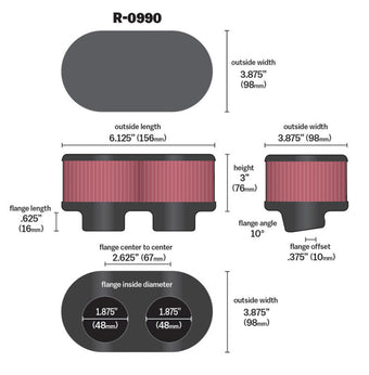 compare product K&N Universal Rubber Filter