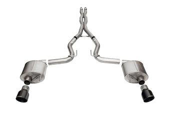 compare product Corsa 24+ Ford MustangGT Sport Cat-Back Ex.Sys 3.0in Dual Rear Exit w/4.5in Blk PVD Pro Series Tips