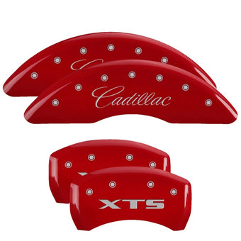 compare product MGP 4 Caliper Covers Engraved Front Cadillac Engraved Rear XTS Red finish silver ch