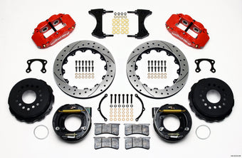 compare product Wilwood Narrow Superlite 4R Rear P-Brk Kit 12.88in Drilled Red Big Ford New Style 2.36in Offset