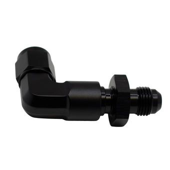 compare product DeatschWerks 6AN Female Flare Swivel to 6AN Male Flare 90-Degree Bulkhead - Anodized Matte Black