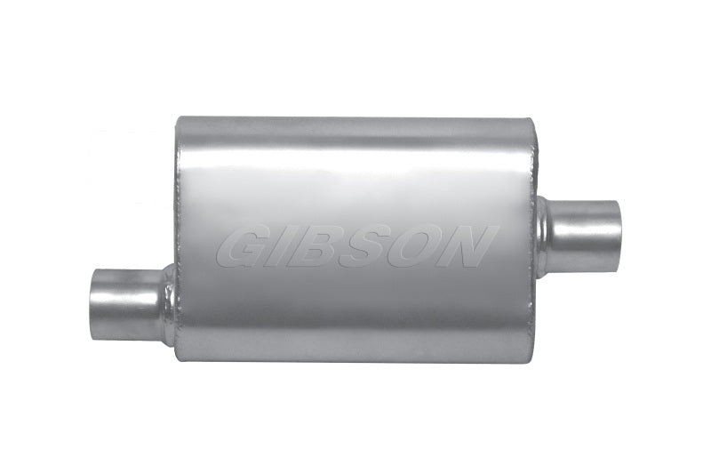 Gibson MWA Superflow Offset/Center Oval Muffler - 4x9x14in/2.25in Inlet/2.25in Outlet - Stainless - My Store