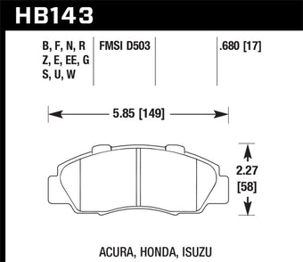 compare product Hawk 1997-1997 Acura CL 3.0 HPS 5.0 Front Brake Pads