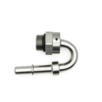 compare product DeatschWerks 8AN ORB Male to 3/8IN Male EFI Quick Connect Adapter 180 Deg.