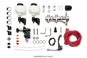 compare product Wilwood Tandem Remote M/C Kit w L/H Bracket & Prop Valve - 1 1/8in Bore Ball Burnished