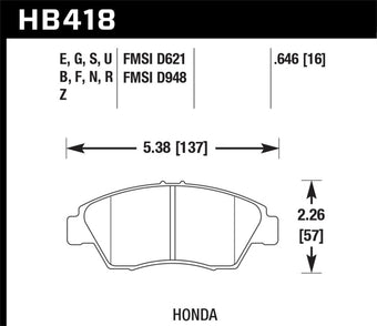 compare product Hawk 02-06 RSX (non-S) Front / 03-09 Civic Hybrid / 04-05 Civic Si HP+ Street Rear Brake Pads