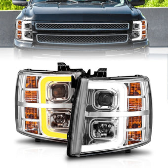 compare product ANZO 2007-2013 Chevrolet Silverado 1500 Projector w/ Light Bar Chrome Housing w/ Sequential