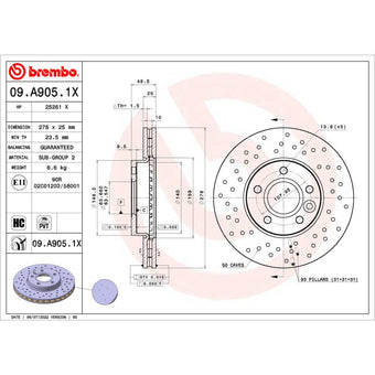 compare product Brembo OE 13-18 Ford C-Max/12-18 Focus/12-13 Volvo C30/C70 Drilled Xtra Brake Disc - Front