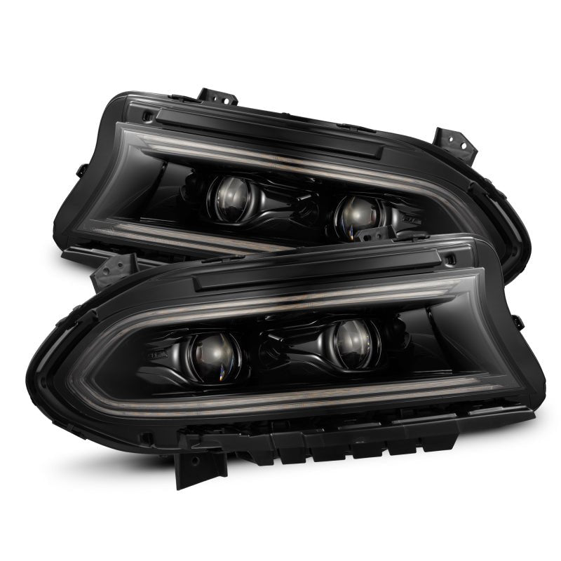 AlphaRex 15 - 23 Dodge Charger LUXX LED Proj Headlights Alpha - Black w/Actv Light & Seq.Sig / SB DRL - My Store