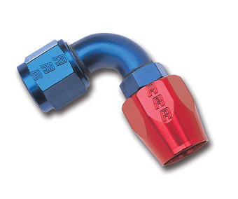 compare product Russell Performance -6 AN Red/Blue 90 Degree Full Flow Hose End (25 pcs.)