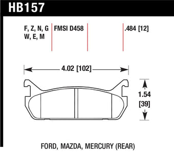 compare product Hawk 89-93 Miata HPS Street Rear Brake Pads (D458)