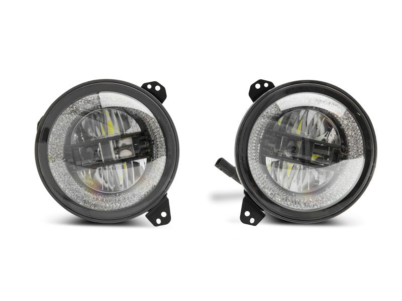 Raxiom 18 - 22 Jeep Wrangler JL/JT Axial Series LED Headlights - Black Housing (Clear Lens) - My Store