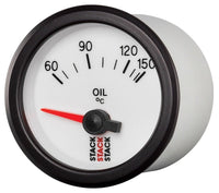 Autometer Stack 52mm 60 - 150 Deg C M10 Male Electric Oil Temp Gauge - White - My Store