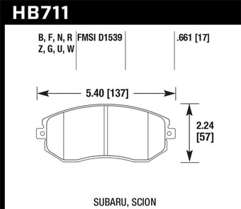 compare product Hawk 13 Subaru BRZ / 13 Scion FR-S HP Plus Front Street Brake Pads