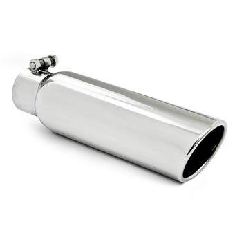 compare product MBRP Universal Tip 3.5in OD 2.5in Inlet 12in L Angled Cut Rolled End Clampless No-Weld T304