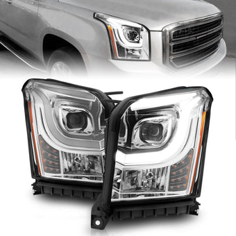compare product ANZO 2015-2017 GMC Yukon XL Projector Headlights W Lightbar - Chrome/Amber