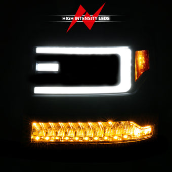 compare product ANZO 16-18 Chevy Silverado1500 (Factory HID Models) LED Proj Light Bar Style Headlights Black - Pair