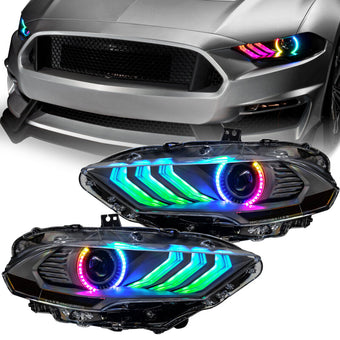 compare product Oracle Lighting 18-23 Ford Mustang Dynamic ColorSHIFT LED Headlights - Black Series