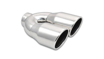 compare product Vibrant 2.5in ID Dual 3.5in OD Round SS Exhaust Tip (Single Wall Angle Cut)