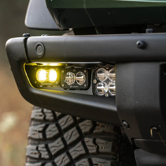 compare product Baja Designs 21-22 Ford Bronco w/Steel Bumper S2 SAE Pro Fog Pocket Light Kit - Amber