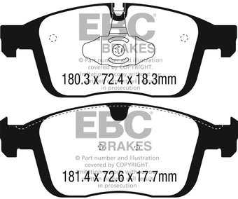 compare product EBC 2016+ Volvo XC60 2.0L Turbo T5 Redstuff Front Brake Pads