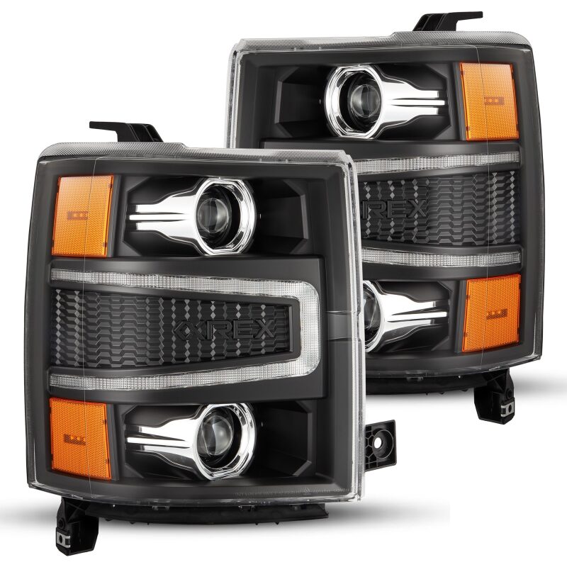 AlphaRex 04 - 15 Chevy 1500HD LUXX - Series LED Proj Headlights Black w/Activ Light/Seq Signal - My Store