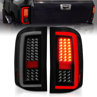 compare product ANZO 2007-2013 Chevrolet Silverado1500/ 2500/ 3500 LED Tail Lights w/ Light Bar Black Housing Smoke