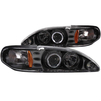 compare product ANZO 1994-1998 Ford Mustang Projector Headlights w/ Halo Black 1pc