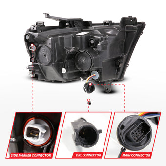 compare product ANZO 19-24 RAM 1500 (New Body/OE Halogen) Full LED Proj Headlights DRL/SeqSig Black - Pass. Side