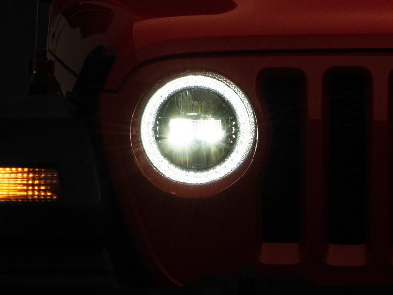 Raxiom 18 - 22 Jeep Wrangler JL/JT Axial Series LED Headlights - Black Housing (Clear Lens) - My Store