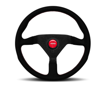 compare product Momo Montecarlo Alcantara Steering Wheel 320 mm - Black/Red Stitch/Black Spokes